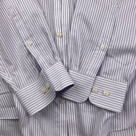 Jhane Barnes Shirt Mens XLarge Purple White Stripe Embossed‎ Slim Fit Dress - Picture 5 of 10